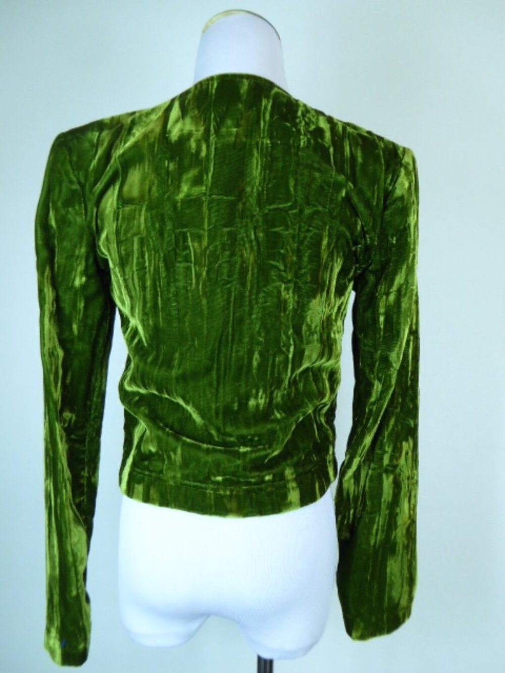 VINTAGE BETSEY JOHNSON Punk green VELVET JACKET SHORT Set ensemble 80s 2 4 - Picture 8 of 11